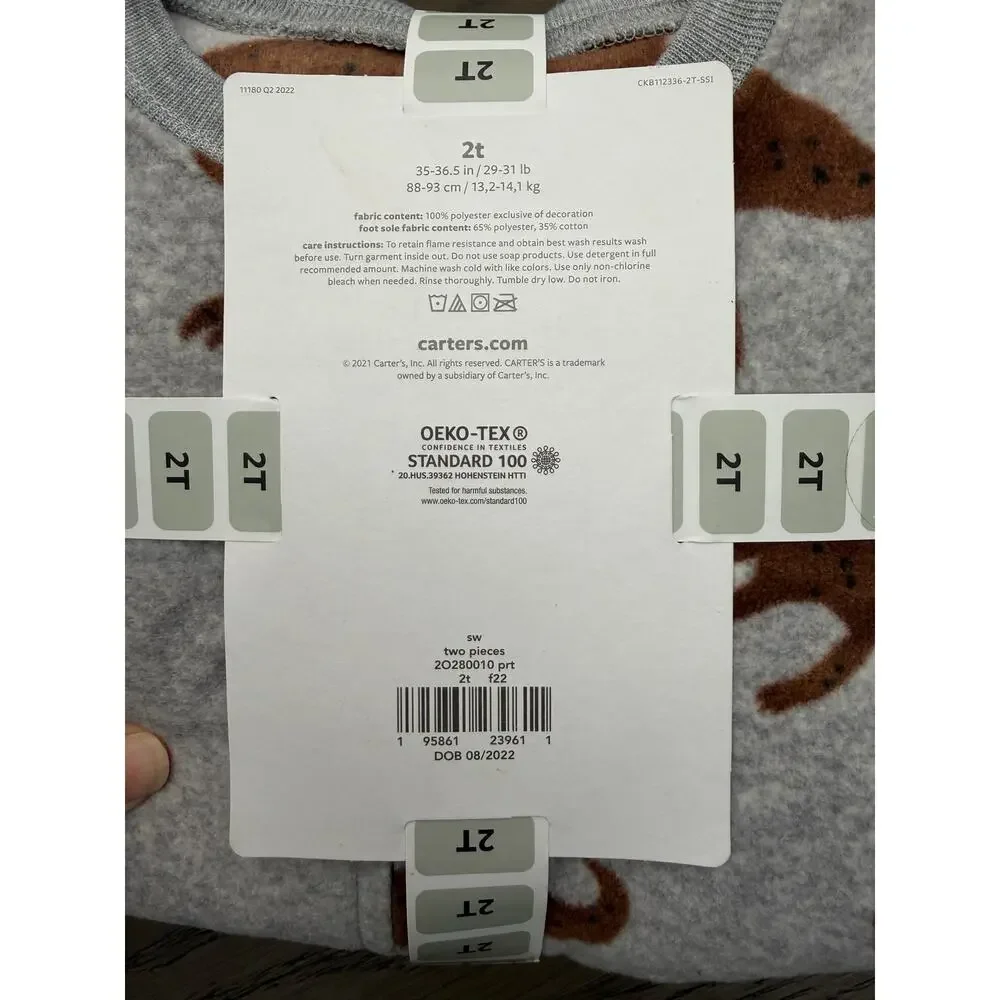Carter’s 2-Pack Fleece Footed Sleepers Dinosaur 2T NWT